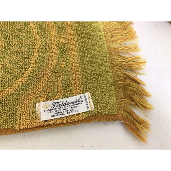 Fieldcrest Vintage Mid Century Towel Textured Yellow/Green Set of 2 - Picture 8 of 8